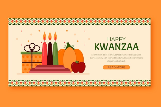 Sjabloon voor platte kwanzaa horizontale banner