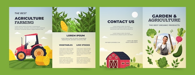 Gratis vector sjabloon voor platte landbouwbedrijfbrochure