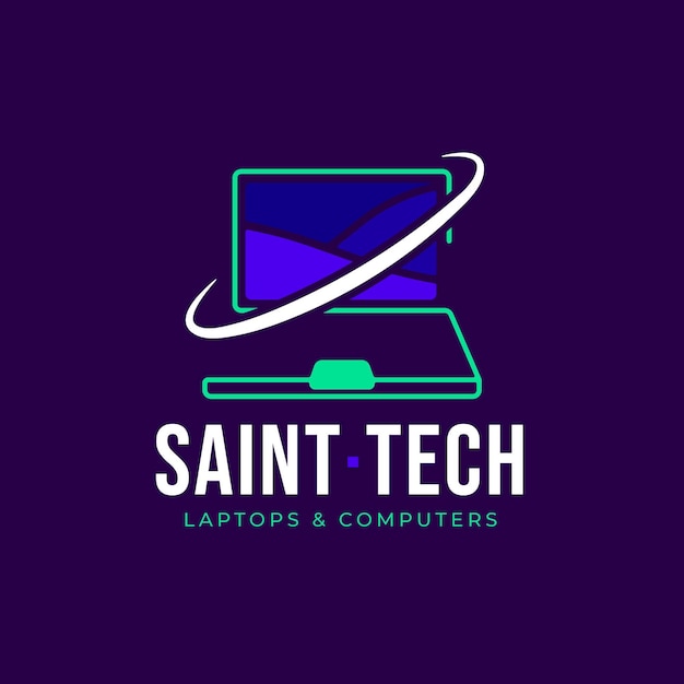 Gratis vector sjabloon voor platte laptop-logo