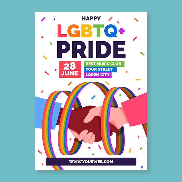 Gratis vector sjabloon voor platte lgbt trots maand verticale poster