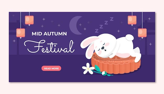 Gratis vector sjabloon voor platte mid-herfst festival horizontale banner