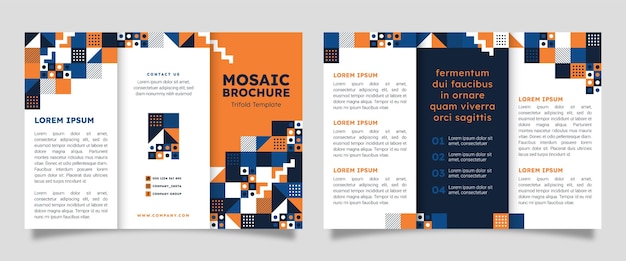 Gratis vector sjabloon voor platte mozaïek driebladige brochure