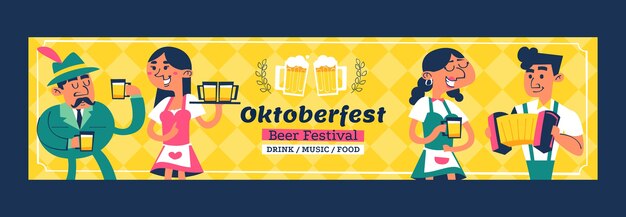 Sjabloon voor platte oktoberfest twitch-banner