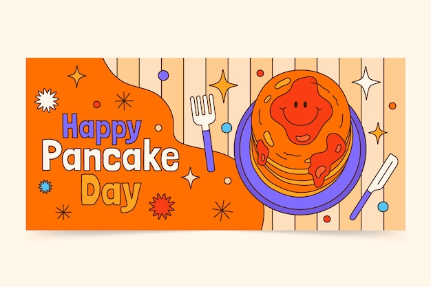 Gratis vector sjabloon voor platte pannenkoekendag horizontale spandoek