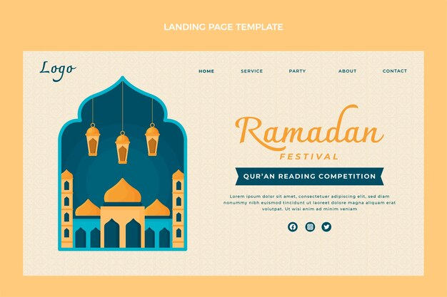 Sjabloon voor platte ramadan-bestemmingspagina