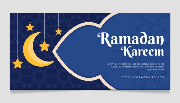 Sjabloon voor platte ramadan horizontale banner