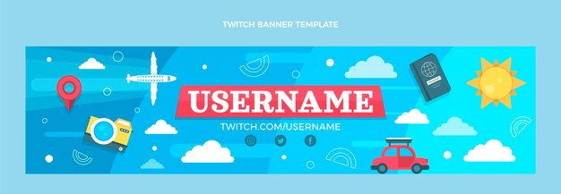 Sjabloon voor platte reizen twitch-banner