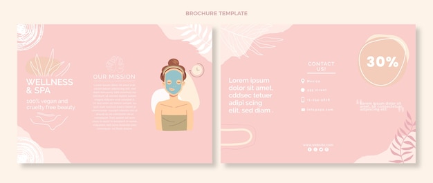 Gratis vector sjabloon voor platte spa-brochure