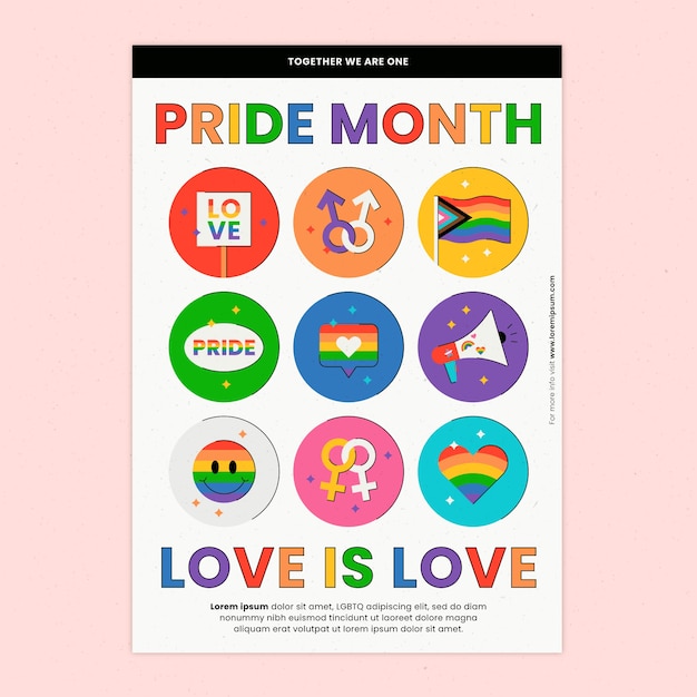 Gratis vector sjabloon voor platte trots maand lgbt verticale flyer