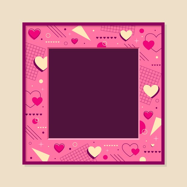Sjabloon voor platte Valentijnsdag fotolijstjes