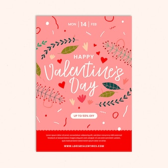 Sjabloon voor platte valentijnsdag verticale poster
