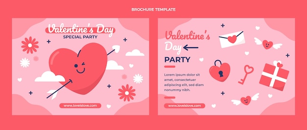 Gratis vector sjabloon voor platte valentijnsdagbrochure