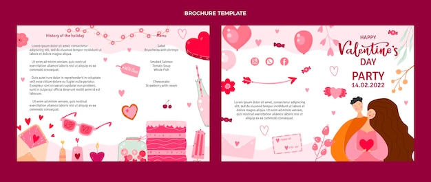 Gratis vector sjabloon voor platte valentijnsdagbrochure