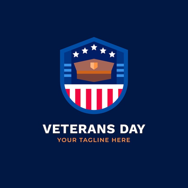 Gratis vector sjabloon voor platte veteranendag-logo