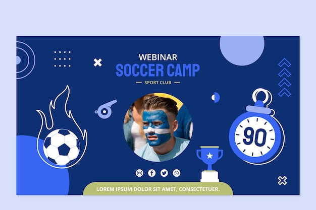 Gratis vector sjabloon voor platte voetbalwebinar