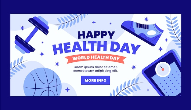 Gratis vector sjabloon voor platte wereldgezondheidsdag horizontale banner