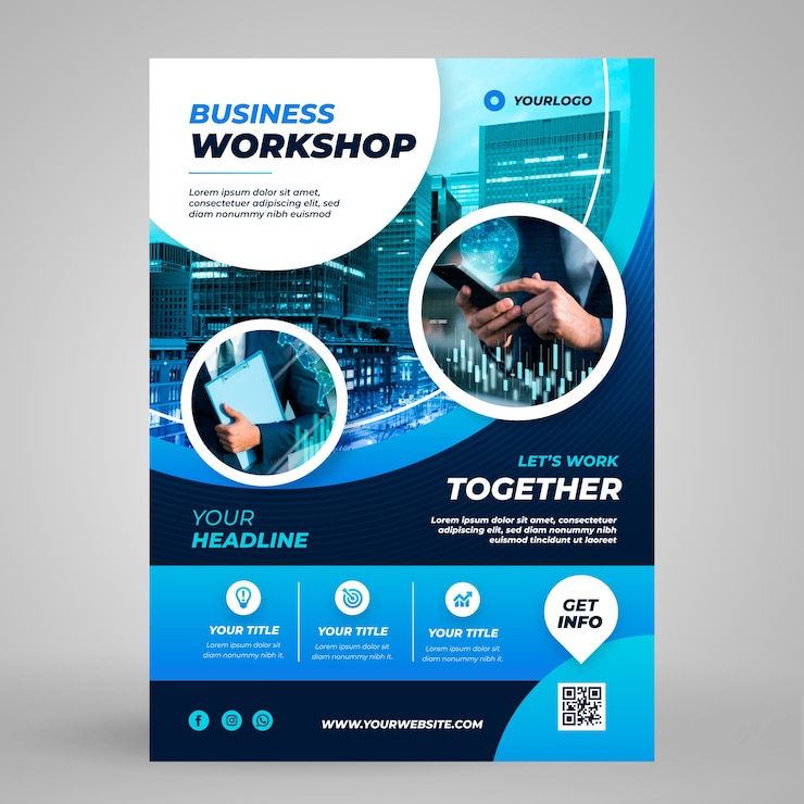 Gratis Vector sjabloon voor poster met verloop zakelijke workshop