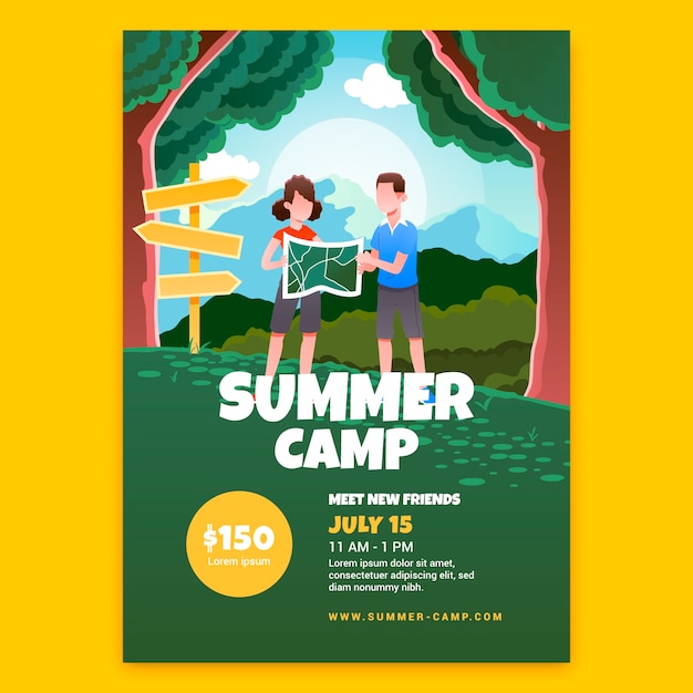 Sjabloon voor poster met verloop zomerkamp