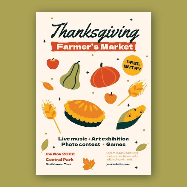 Gratis vector sjabloon voor poster voor thanksgiving-viering