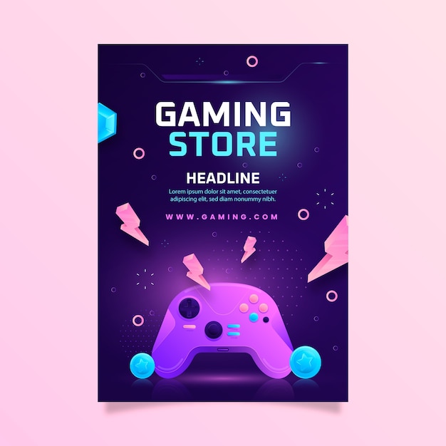 Gratis vector sjabloon voor posters met gradiënt gaming-entertainment