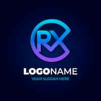 Gratis vector sjabloon voor professioneel rx-logotype