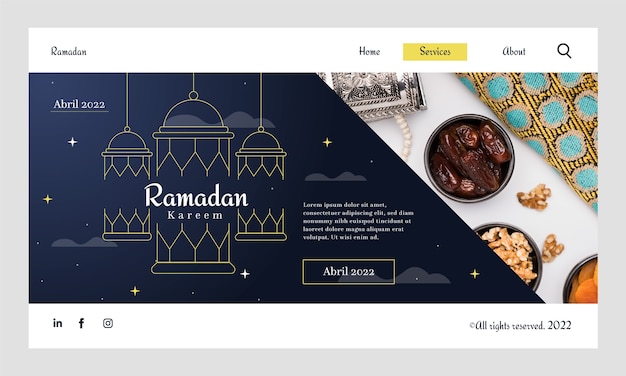 Gratis vector sjabloon voor ramadan-bestemmingspagina met verloop