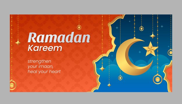 Sjabloon voor ramadan horizontale banner met kleurovergang