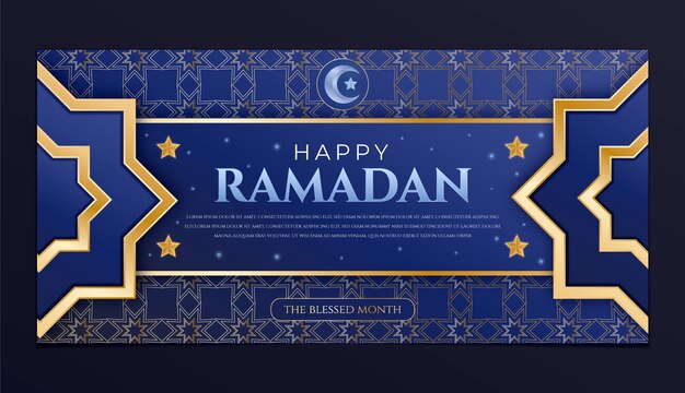 Sjabloon voor ramadan horizontale banner met kleurovergang