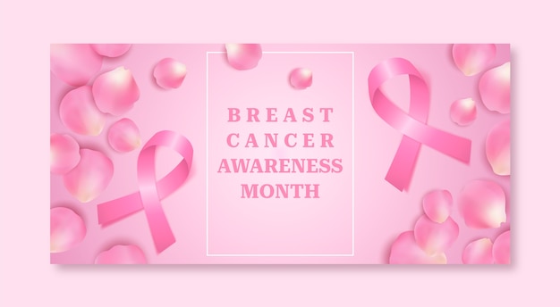 Sjabloon voor realistische borstkanker bewustzijn maand horizontale banner