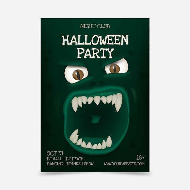 Gratis vector sjabloon voor realistische halloween verticale feestfolder