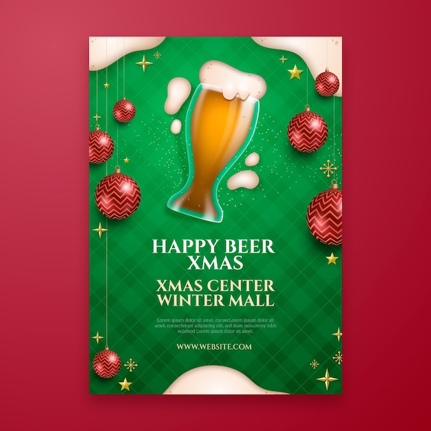 Sjabloon voor realistische kerstbierposters