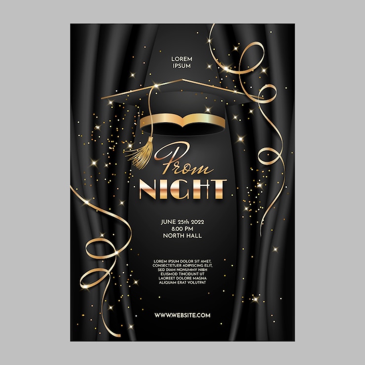Gratis Vector sjabloon voor realistische prom-posters
