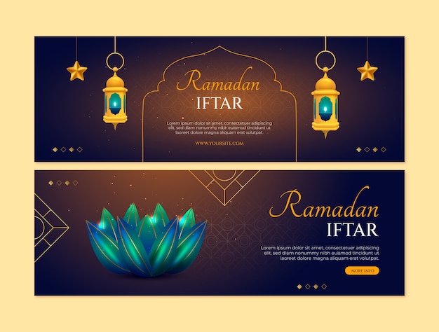 Gratis vector sjabloon voor realistische ramadan viering horizontale spandoek