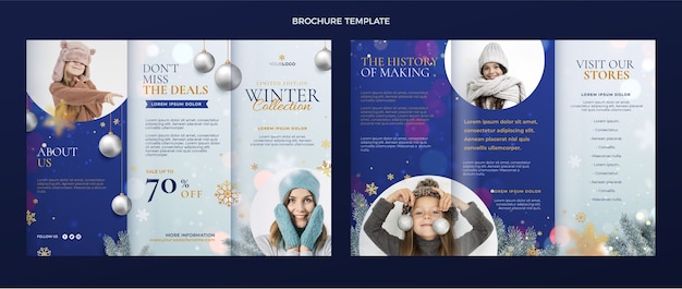 Gratis vector sjabloon voor realistische winterbrochures