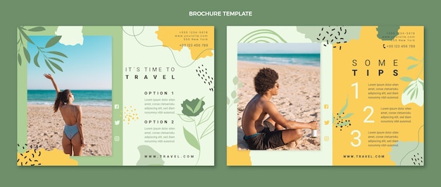 Gratis vector sjabloon voor reisbrochure in vlakke stijl