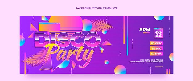 Gratis vector sjabloon voor retro-vaporwave discofeest met kleurovergang