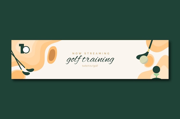 Gratis vector sjabloon voor spandoek handgetekende golfclub twitch