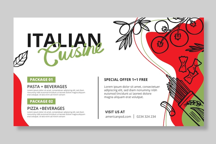 Gratis Vector sjabloon voor spandoek italiaans eten