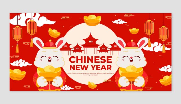 Sjabloon voor spandoek plat chinees nieuwjaar