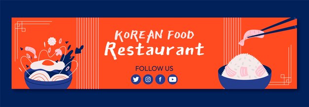 Sjabloon voor spandoek plat ontwerp koreaans restaurant twitch