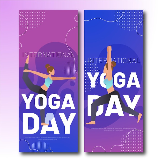 Sjabloon voor spandoek van de internationale dag van de yoga van de gradiënt