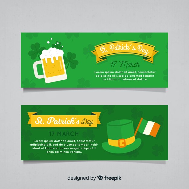 Sjabloon voor spandoek van de platte st patrick&#39;s dag