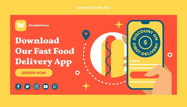 Sjabloon voor spandoek voor fastfood-app