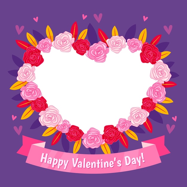 Gratis vector sjabloon voor valentijnsdag fotolijstjes met kleurovergang