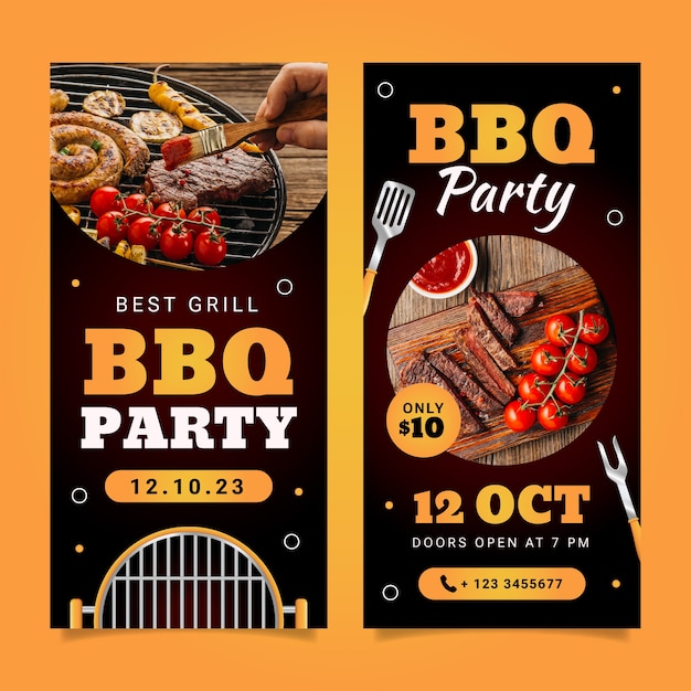 Sjabloon voor verticale banner van BBQ-partij