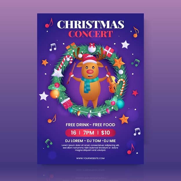 Sjabloon voor verticale kerstposter met kleurovergang