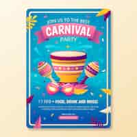 Gratis vector sjabloon voor verticale poster met gradiënt carnaval