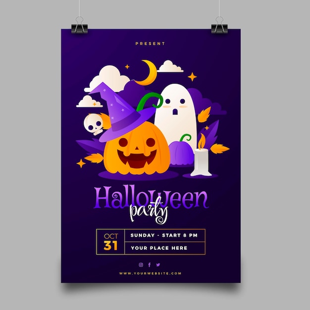 Sjabloon voor verticale poster met verloop halloween-feest