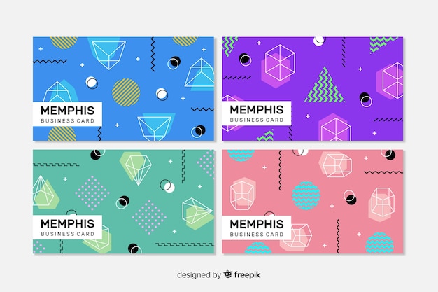 Sjabloon voor visitekaartjes in memphis-stijl