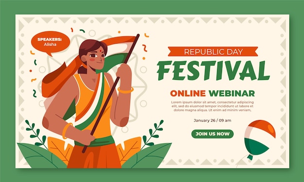 Gratis vector sjabloon voor webinar viering van de dag van de republiek india